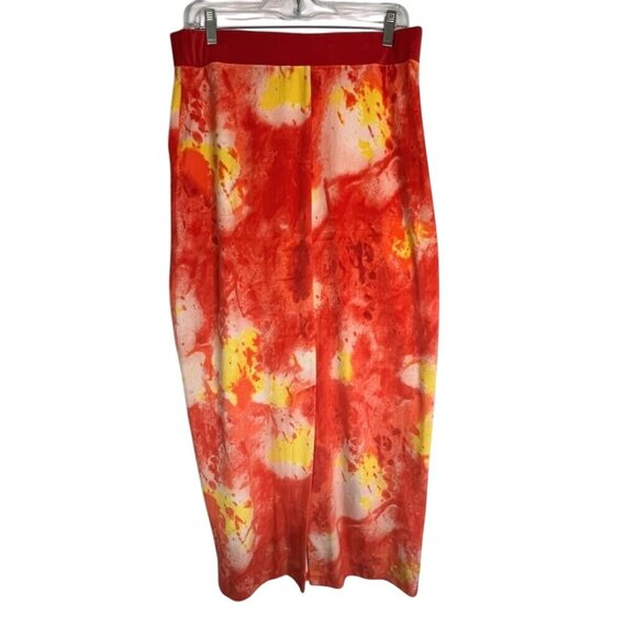 Misa Hylton For INC Womens Red Orange Tie-Dye Maxi Skirt L 93% Polyester 7% Span - Picture 2 of 5